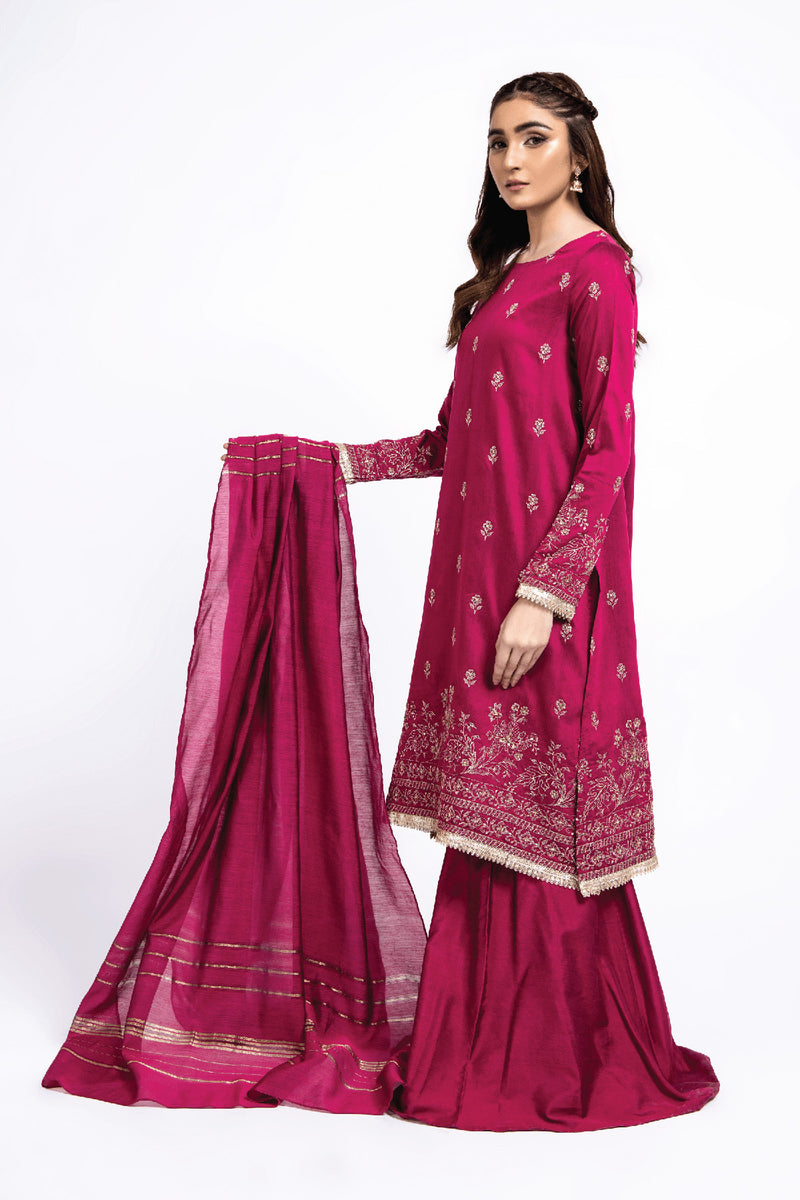 EMBROIDERED & EMBELISHED RAW SILK 2 PCS (UNSTITCHED)