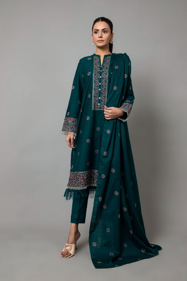 EMBROIDERED SLUB KHADDAR 3 PCS (UNSTITCHED)