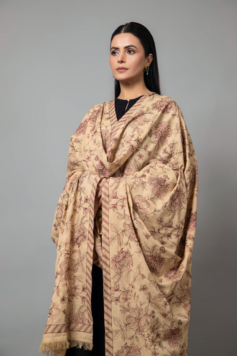 EMBROIDERED KARANNDI LAWN SHAWL