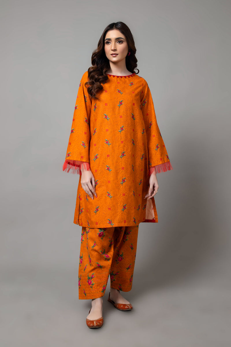 EMBROIDERED & PRINTED SLUB KHADDAR 2 PCS (UNSTTICHED)