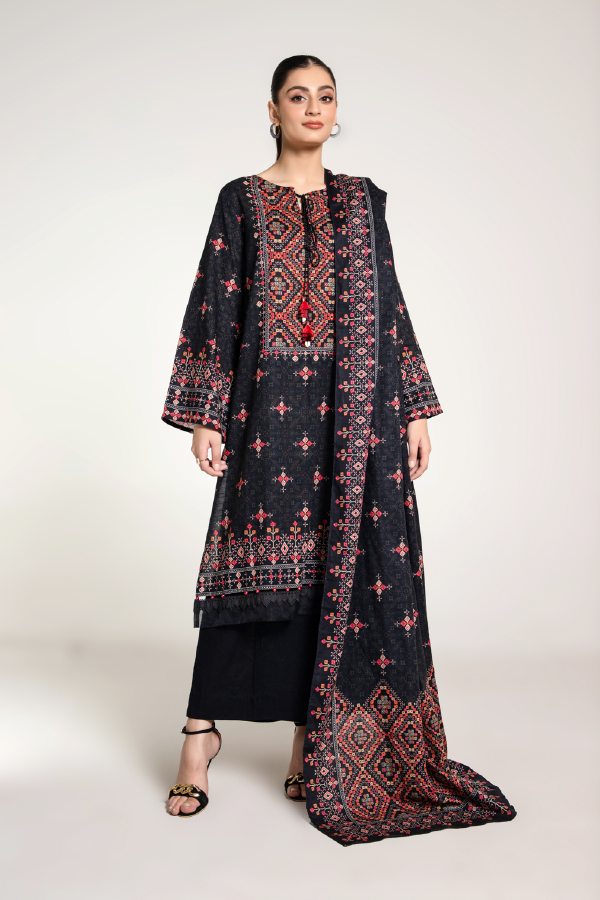 PRINTED SLUB KHADDAR 3 PCS (UNSTTICHED)