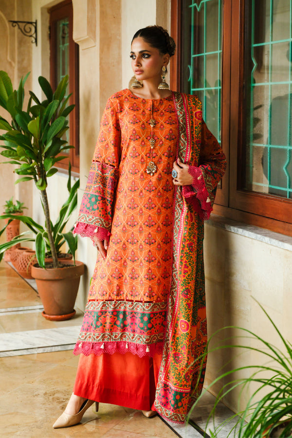 PRINTED SLUB KHADDAR 3 PCS (UNSTTICHED)