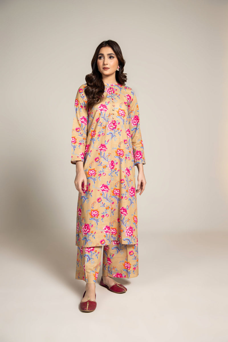 PRET PRINTED SLUB KHADDAR  2 PCS