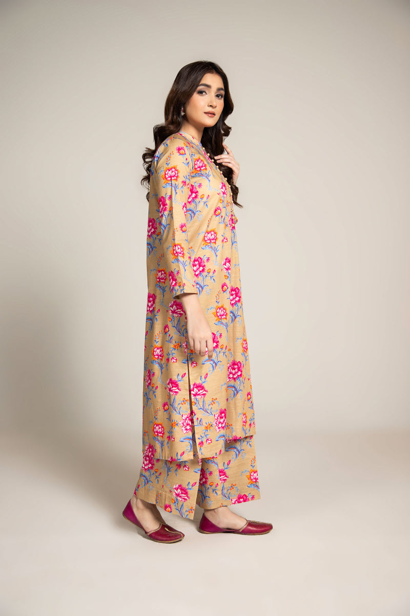 PRET PRINTED SLUB KHADDAR  2 PCS