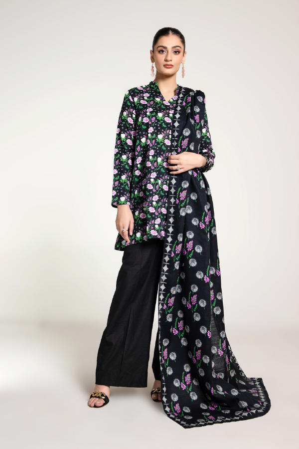 PRET PRINTED  SLUB KHADDAR  3 PCS