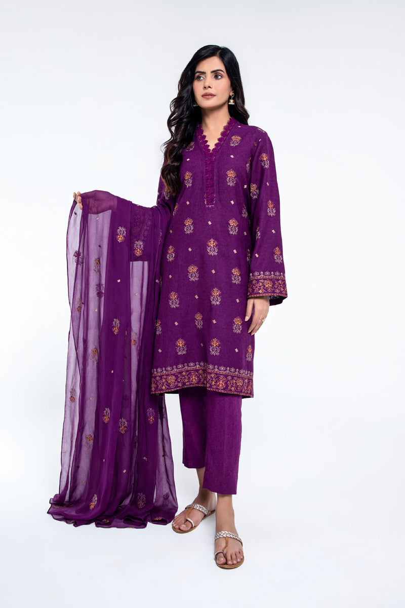 EMBROIDERED COTTON KARANDI  3 PCS (UNSTITCHED)