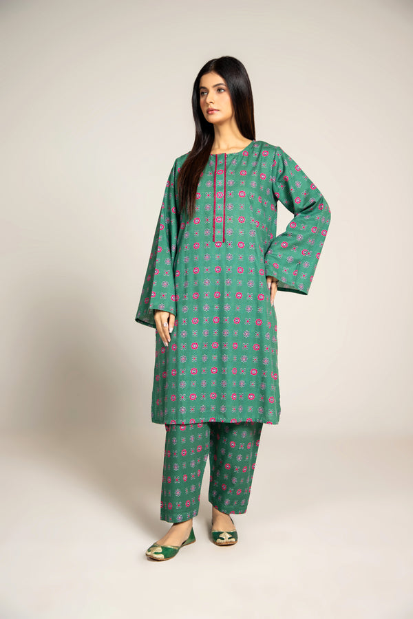 PRET PRINTED SLUB KHADDAR  2 PCS