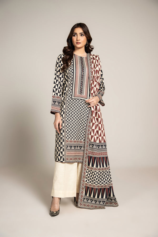 PRINTED SLUB KHADDAR 3 PCS (UNSTTICHED)