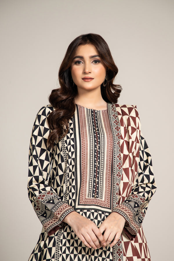 PRINTED SLUB KHADDAR 3 PCS (UNSTTICHED)